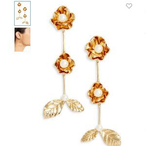 kate spade floral imitation pearl drop earrings nw